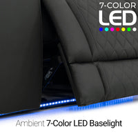 Luminis 365 HeatZeroᵀᴹ Big & Tall Multimedia Loveseat in Ebony - 7-Color LED Baselights
