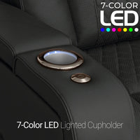 Luminis 365 HeatZeroᵀᴹ Big & Tall Multimedia Loveseat in Ebony - 7-Color LED Cupholders