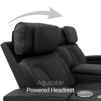 Luminis 365 HeatZeroᵀᴹ Big & Tall Multimedia Loveseat in Ebony - Adjustable Power Headrest
