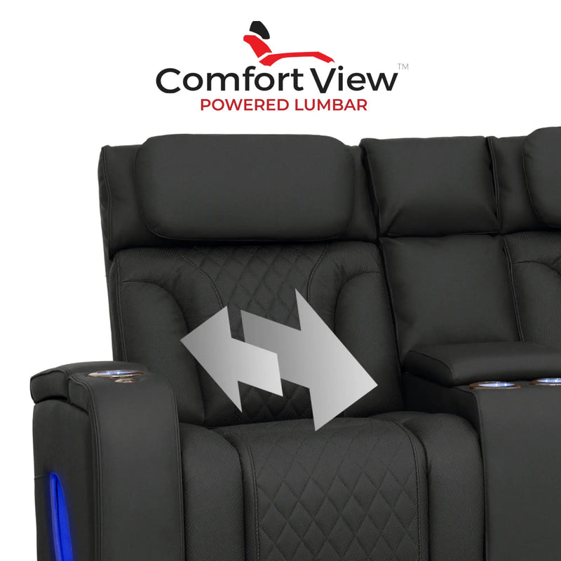 Luminis 365 HeatZeroᵀᴹ Big & Tall Multimedia Loveseat in Ebony - Adjustable Power Lumbar