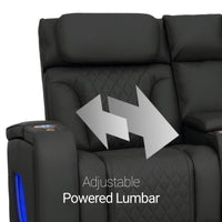 Luminis 365 HeatZeroᵀᴹ Big & Tall Multimedia Loveseat in Ebony - Adjustable Power Lumbar