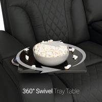 Luminis 365 HeatZeroᵀᴹ Big & Tall Multimedia Loveseat in Ebony - Swivel Tray Table