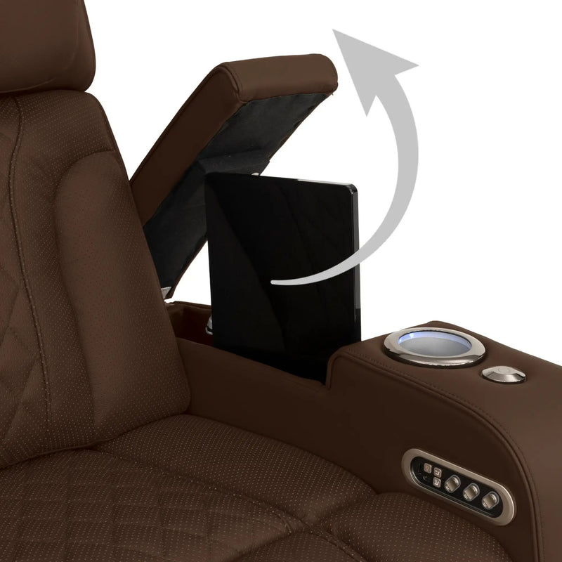 Luminis 365 HeatZeroᵀᴹ Big & Tall Multimedia Sofa & Loveseat in Chestnut - Hidden In-Arm Storage