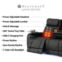 Luminis 365 HeatZeroᵀᴹ Big & Tall Multimedia Sofa & Loveseat in Ebony - Features