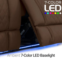 Luminis 365 HeatZeroᵀᴹ Big & Tall Multimedia Sofa in Chestnut - 7-Color LED Baselights