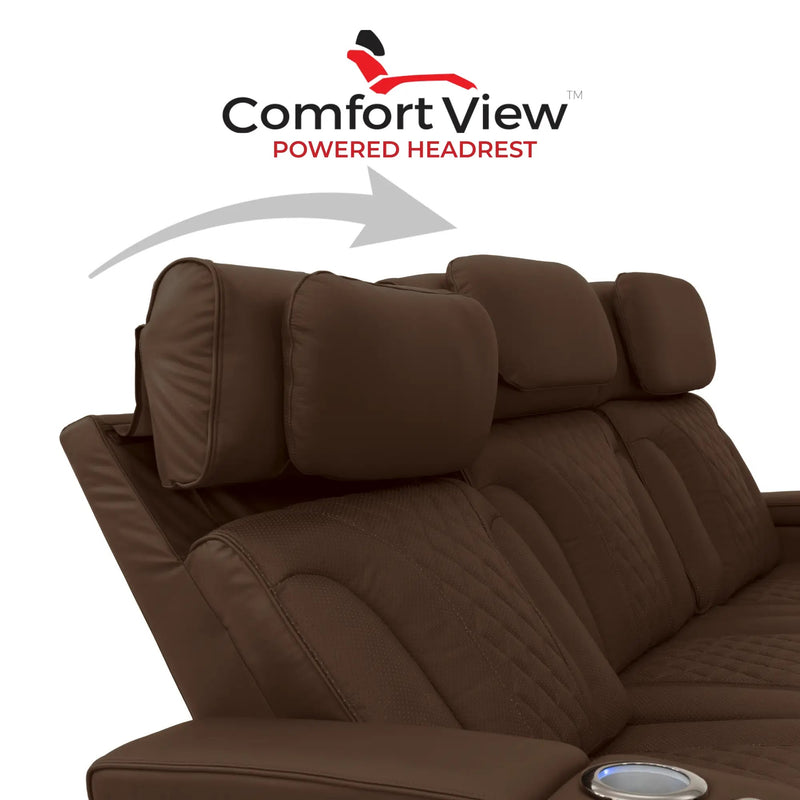 Luminis 365 HeatZeroᵀᴹ Big & Tall Multimedia Sofa in Chestnut - Adjustable Power Headrest