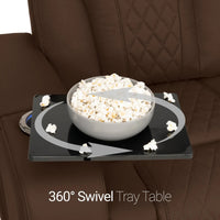 Luminis 365 HeatZeroᵀᴹ Big & Tall Multimedia Sofa in Chestnut - Swivel Tray Table