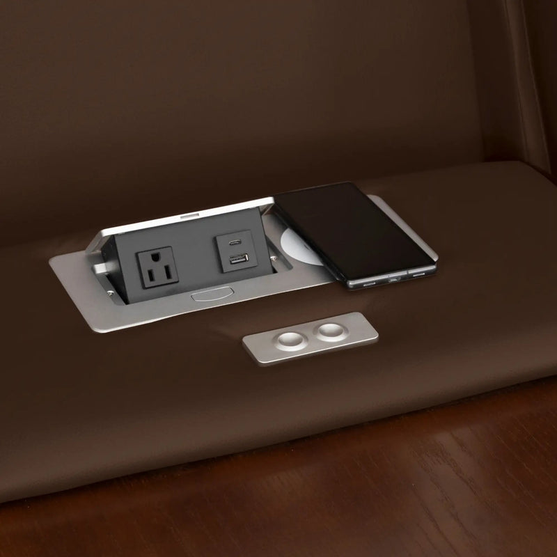 Luminis 365 HeatZeroᵀᴹ Big & Tall Multimedia Sofa in Chestnut - Wireless Charging Pad