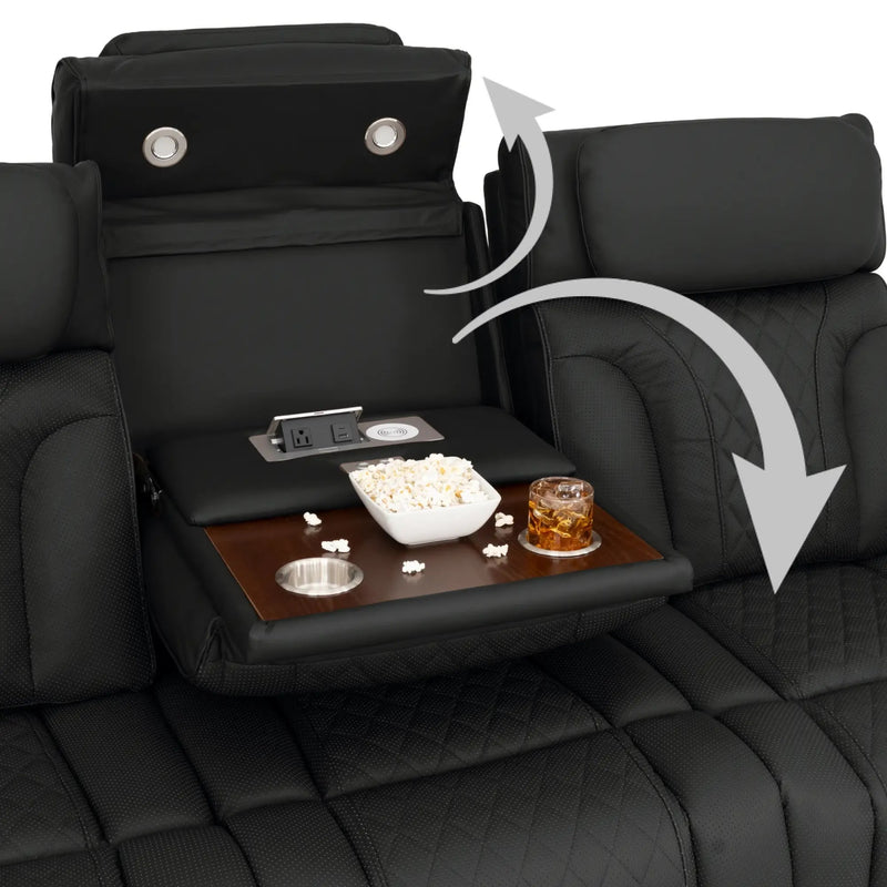 Luminis 365 HeatZeroᵀᴹ Big & Tall Multimedia Sofa in Ebony - Fold-Down Table