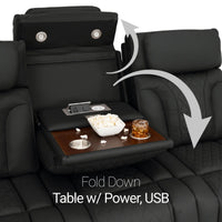 Luminis 365 HeatZeroᵀᴹ Big & Tall Multimedia Sofa in Ebony - Fold-Down Table