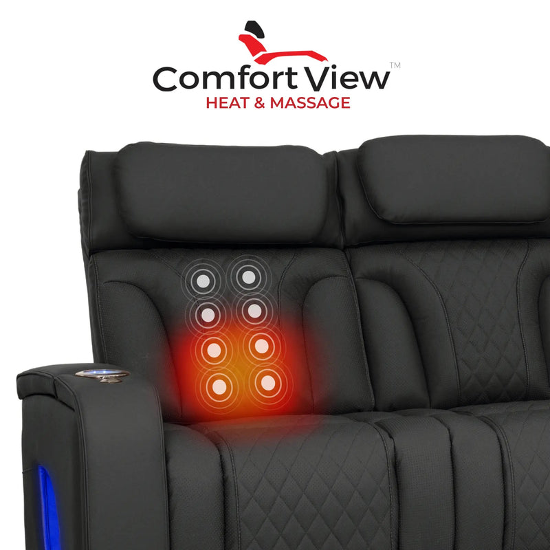 Luminis 365 HeatZeroᵀᴹ Big & Tall Multimedia Sofa in Ebony - Heat & Massage