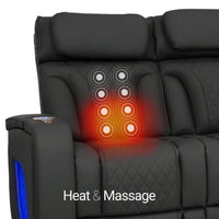Luminis 365 HeatZeroᵀᴹ Big & Tall Multimedia Sofa in Ebony - Heat & Massage