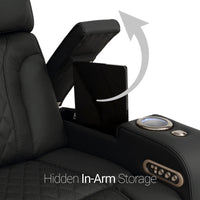 Luminis 365 HeatZeroᵀᴹ Big & Tall Multimedia Sofa in Ebony - Hidden In-Arm Storage