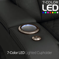 Luminis 365 HeatZeroᵀᴹ Big & Tall Multimedia Sofa in Ebony - 7-Color LED Cupholders