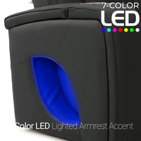 Luminis 365 HeatZeroᵀᴹ Big & Tall Multimedia Sofa in Ebony - 7-Color LED Armrest Accent