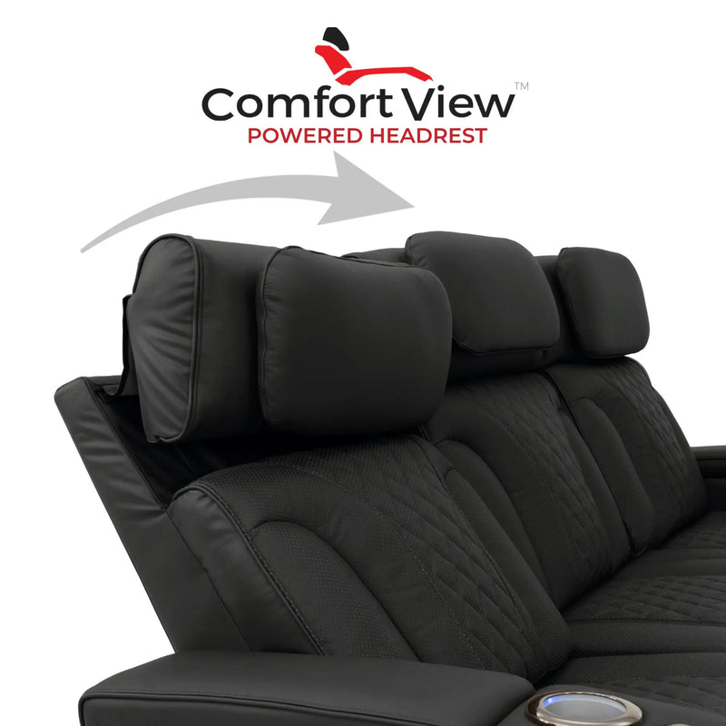 Luminis 365 HeatZeroᵀᴹ Big & Tall Multimedia Sofa in Ebony - Adjustable Power Headrest