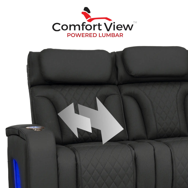 Luminis 365 HeatZeroᵀᴹ Big & Tall Multimedia Sofa in Ebony - Adjustable Power Lumbar