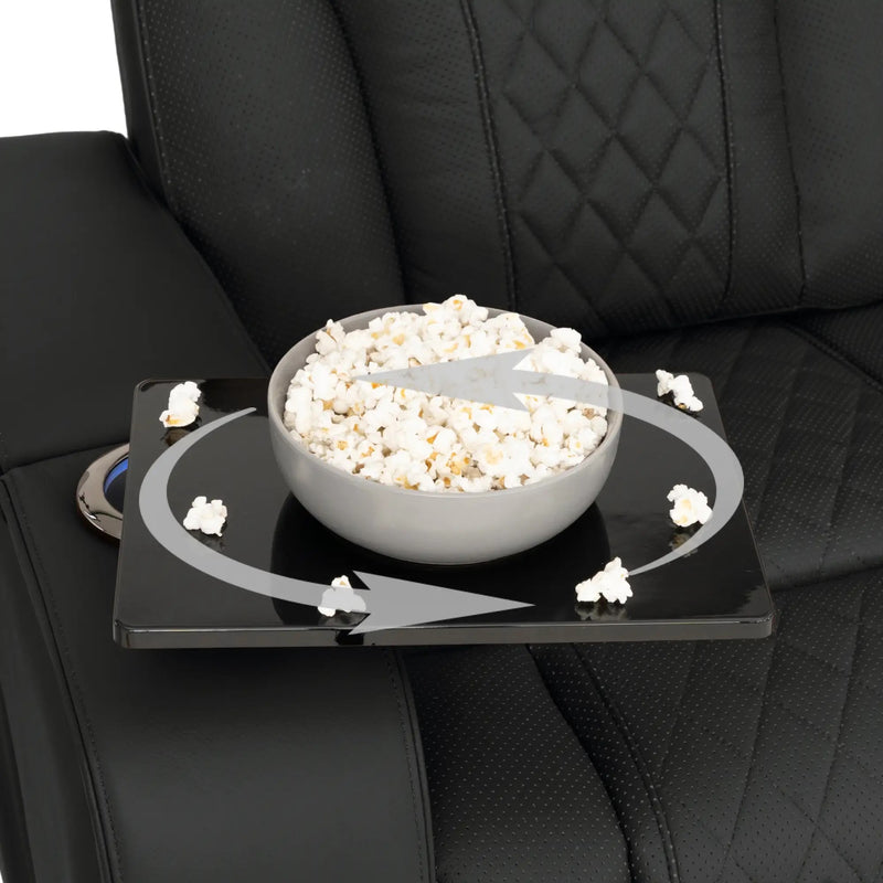 Luminis 365 HeatZeroᵀᴹ Big & Tall Multimedia Sofa in Ebony - Swivel Tray Table