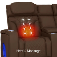 Luminis 365 Leather Home Theater Loveseat in Chestnut - Heat & Massage