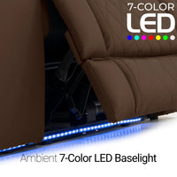 Luminis 365 Leather Home Theater Loveseat in Chestnut - 7-Color LED Baselights