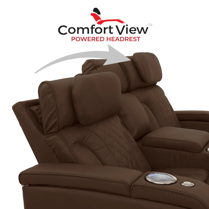 Luminis 365 Leather Home Theater Loveseat in Chestnut - Adjustable Power Headrest