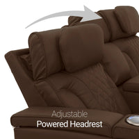 Luminis 365 Leather Home Theater Loveseat in Chestnut - Adjustable Power Headrest