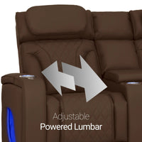 Luminis 365 Leather Home Theater Loveseat in Chestnut - Adjustable Power Lumbar
