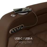 Luminis 365 Leather Home Theater Loveseat in Chestnut - USB-A / USB-C Charging Ports
