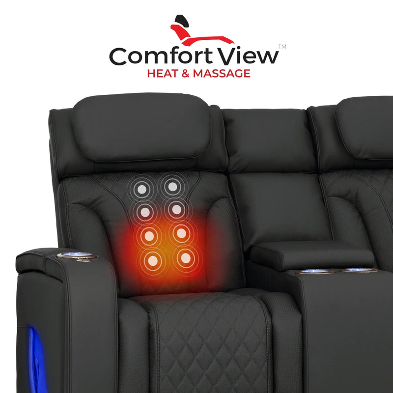 Luminis 365 Leather Home Theater Loveseat in Ebony - Heat & Massage