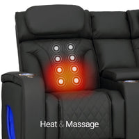 Luminis 365 Leather Home Theater Loveseat in Ebony - Heat & Massage