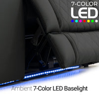 Luminis 365 Leather Home Theater Loveseat in Ebony - 7-Color LED Baselights