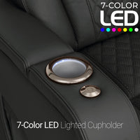 Luminis 365 Leather Home Theater Loveseat in Ebony - 7-Color LED Cupholders