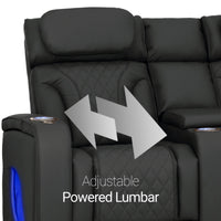 Luminis 365 Leather Home Theater Loveseat in Ebony - Adjustable Power Lumbar