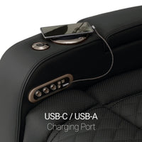 Luminis 365 Leather Home Theater Loveseat in Ebony - USB-A / USB-C Charging Ports