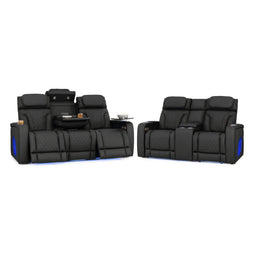 Luminis 365 Leather Home Theater Sofa & Loveseat in Ebony