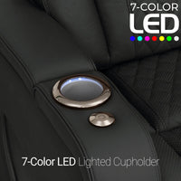 Luminis 365 Leather Home Theater Sofa & Loveseat in Ebony - 7-Color LED Cupholders