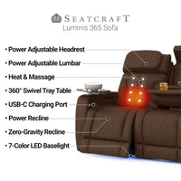 Luminis 365 Leather Home Theater Sofa in Chestnut - Features