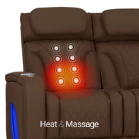 Luminis 365 Leather Home Theater Sofa in Chestnut - Heat & Massage