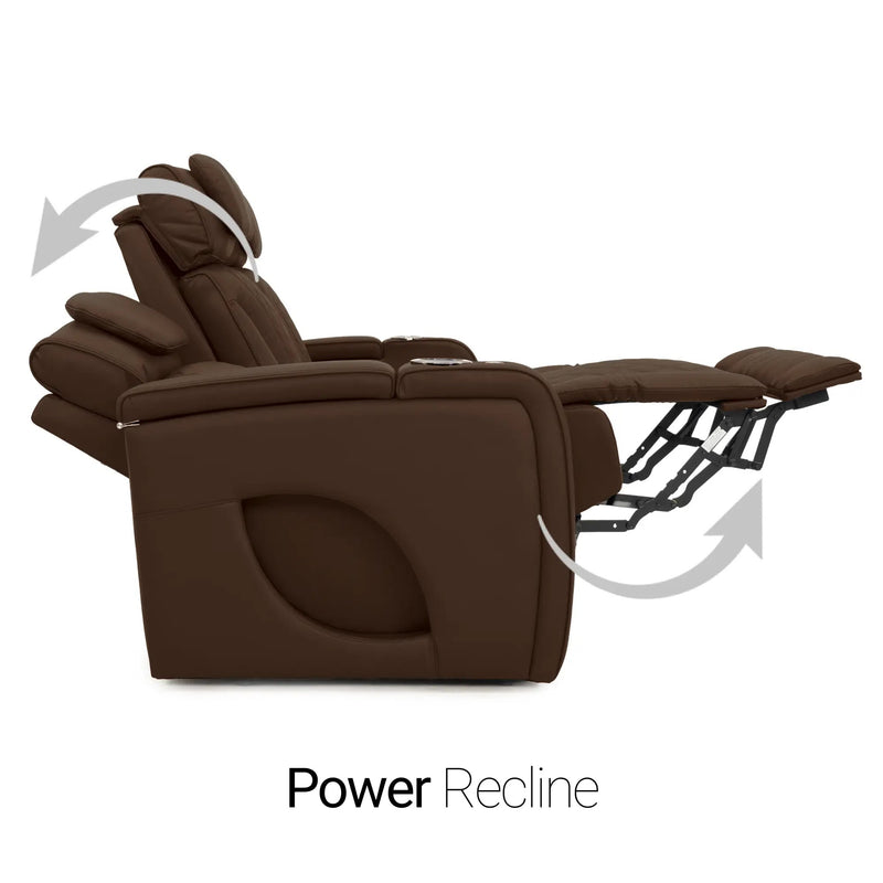 Luminis 365 Leather Home Theater Sofa in Chestnut - Power Recline