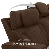 Luminis 365 Leather Home Theater Sofa in Chestnut - Adjustable Power Headrest