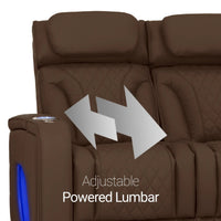Luminis 365 Leather Home Theater Sofa in Chestnut - Adjustable Power Lumbar