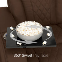 Luminis 365 Leather Home Theater Sofa in Chestnut - Swivel Tray Table