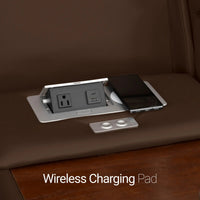 Luminis 365 Leather Home Theater Sofa in Chestnut - Wireless Charging Pad
