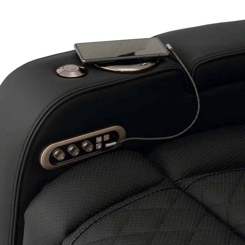 Luminis 365 Leather Home Theater Sofa in Ebony - USB-A / USB-C Charging Ports