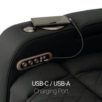 Luminis 365 Leather Home Theater Sofa in Ebony - USB-A / USB-C Charging Ports