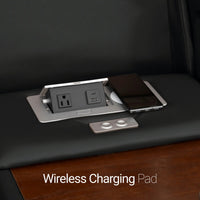 Luminis 365 Leather Home Theater Sofa in Ebony - Wireless Charging Pad