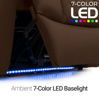 Virtuoso 365 HeatZeroᵀᴹ Leather Media Room Loveseat in Chestnut - 7-Color LED Baselights