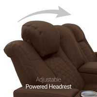 Virtuoso 365 HeatZeroᵀᴹ Leather Media Room Loveseat in Chestnut - Adjustable Power Headrest