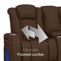 Virtuoso 365 HeatZeroᵀᴹ Leather Media Room Loveseat in Chestnut - Adjustable Power Lumbar