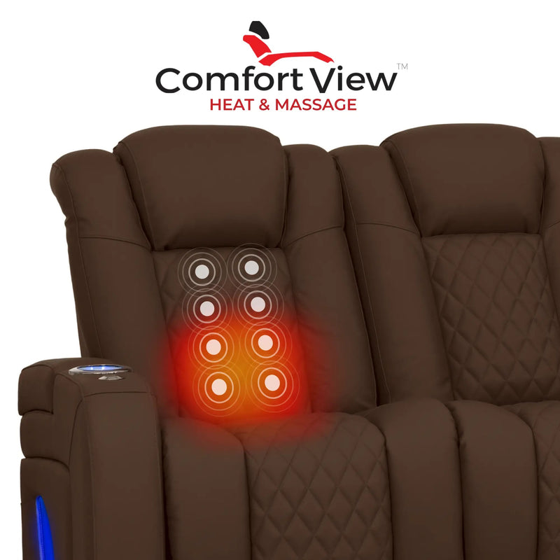 Virtuoso 365 HeatZeroᵀᴹ Leather Media Room Sofa in Chestnut - Heat & Massage